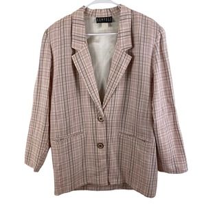 Vintage Rampage Pink Rayon Plaid Oversized Blazer